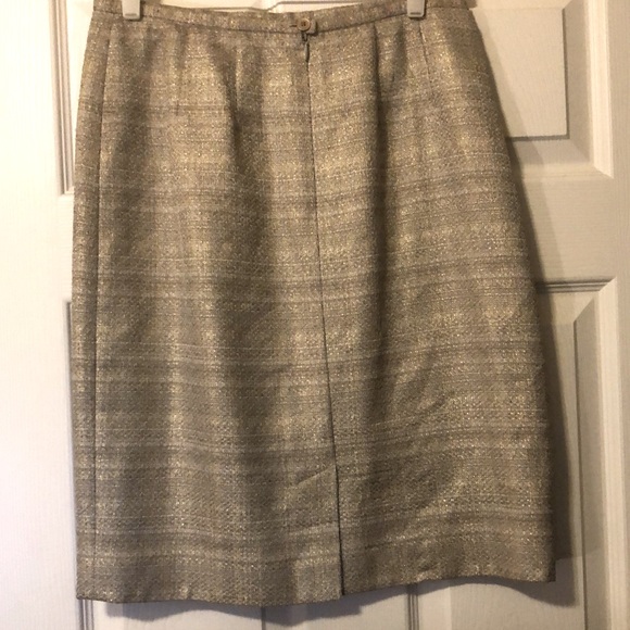 ANN TAYLOR PETITES TWEED SILVER&GOLD  PENCIL-SKIRT SZ 8P. LINED.GREAT CONDITION - Picture 3 of 7